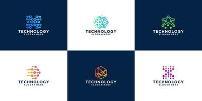 Sammlung moderner Blockchain-Technologie-Logo-Symbol-Designvorlagen vektor