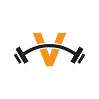 Buchstabe V Fitness-Studio-Logo-Design. Fitness-Club-Trainingslogo vektor