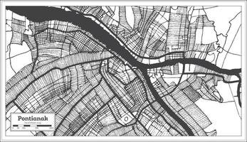 pontianak indonesien stadtplan in schwarz und weiß. Übersichtskarte. vektor
