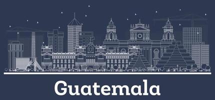 översikt guatemala stad horisont med vit byggnader. vektor
