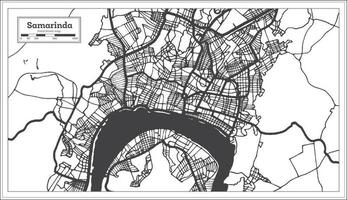 samarinda indonesien stadtplan in schwarz-weißer farbe. Übersichtskarte. vektor