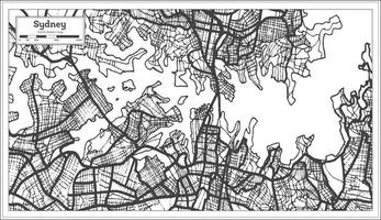 sydney australien stadtplan in schwarz und weiß. Übersichtskarte. vektor