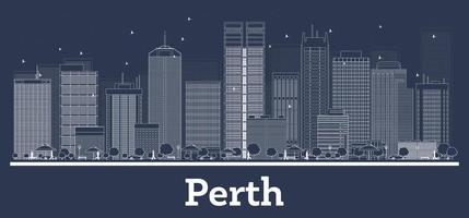 skizzieren sie die skyline von perth australien mit weißen gebäuden. vektor