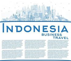 översikt indonesien städer horisont med blå byggnader och kopia Plats. vektor