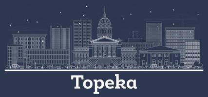 översikt topeka kansas USA stad horisont med vit byggnader. vektor