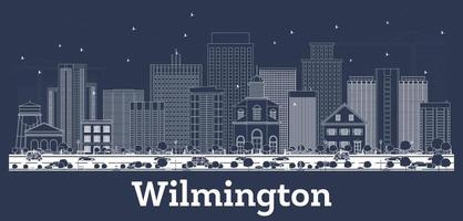 översikt wilmington delaware stad horisont med vit byggnader. vektor