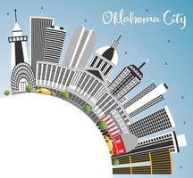 Oklahoma stad horisont med grå byggnader, blå himmel och kopia Plats. vektor