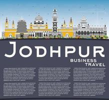 jodhpur Indien stad horisont med Färg byggnader, blå himmel och kopia Plats. vektor