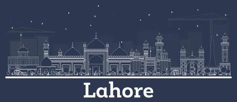 översikt lahore pakistan stad horisont med vit byggnader. vektor