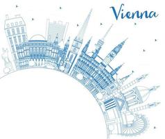 översikt wien österrike stad horisont med blå byggnader och kopia Plats. vektor