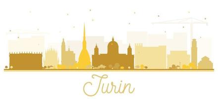 turin italien stadtsilhouette mit goldenen gebäuden isoliert auf weiß. vektor