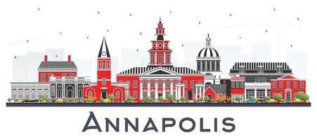 Annapolis maryland stad horisont med Färg byggnader isolerat på vit. vektor