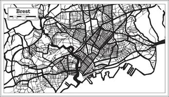 brest frankreich stadtplan in schwarz-weißer farbe im retro-stil. Übersichtskarte. vektor