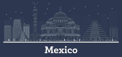 översikt mexico stad horisont med vit byggnader. vektor