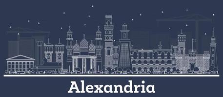 umriss alexandria ägypten stadtskyline mit weißen gebäuden. vektor