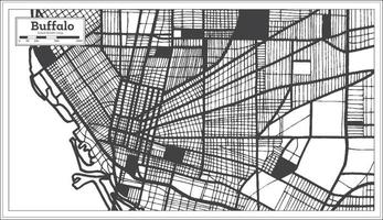 buffel USA stad Karta i svart och vit Färg i retro stil. översikt Karta. vektor