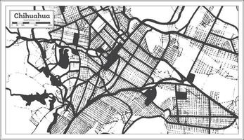 Chihuahua-Mexiko-Stadtplan in Schwarz-Weiß-Farbe im Retro-Stil. Übersichtskarte. vektor