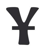 Silhouettensymbol des Yuan-Symbols mit einer Linie vektor