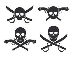 Silhouette des Jolly Roger mit gekreuztem Säbel und Pistole vektor