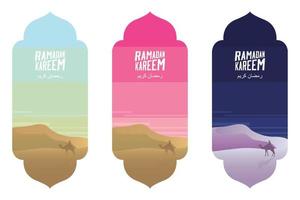 ramadan kareem moské på skymning, kväll och natt vektor mall. islamic ikon, affisch, baner. - vektor