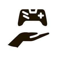 Hand halten Spiel Joystick-Symbol Vektor-Glyphen-Illustration vektor