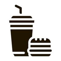 mat burger och dryck kopp ikon vektor glyf illustration