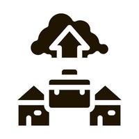 Remote-Arbeit mit Cloud-Store-Symbol-Vektor-Glyphen-Illustration vektor