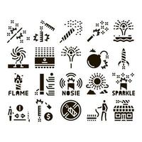 Feuerwerk pyrotechnischer Glyphen-Set-Vektor vektor