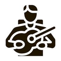 Barde spielt auf Gitarrensymbol Vektor-Glyphen-Illustration vektor