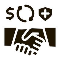 Krankenversicherung kaufen Handshake-Symbol Vektor-Glyphen-Illustration vektor