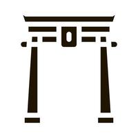 kinesisk båge med kolonner ikon vektor glyf illustration