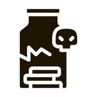 gesprungene Flasche Pillen Symbol Vektor Glyph Illustration