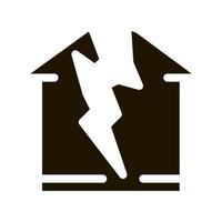 Blitz zerstörte Haussymbol-Vektor-Glyphen-Illustration vektor