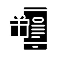 Online-Shopping-Telefonanwendung und Geschenk für Kundensymbol-Vektor-Glyphen-Illustration vektor