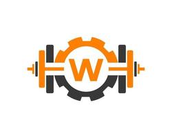 anfänglicher alphabetbuchstabe w fitness-logo-designvorlage für das fitnessstudio vektor