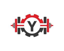 anfänglicher alphabetbuchstabe y fitnessstudio-fitness-logo-design-vorlage vektor