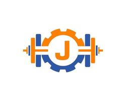 anfänglicher alphabetbuchstabe j fitnessstudio-fitness-logo-design-vorlage vektor