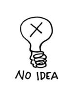 Doodle handgezeichnete Glühbirnen-Symbol mit Konzept der Idee. Lösung. isoliert auf weißem Hintergrund. Vektor-Illustration vektor