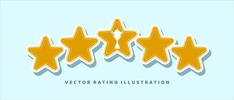 Fünf-Sterne-Bewertung mit Trophäensymbol-Vektor-Design-Inspiration vektor