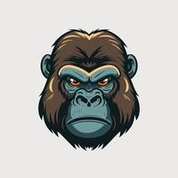 Gorilla-Kopf-Logo-Tiercharakter-Logo-Maskottchen-Vektor-Cartoon-Design-Vorlage vektor