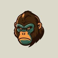 gorilla huvud logotyp djur- karaktär logotyp maskot vektor tecknad serie design mall