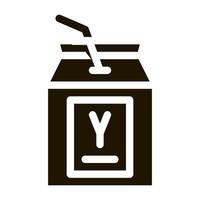 Trinken von verpacktem Joghurt mit Strohhalm-Symbol Vektor-Glyphen-Illustration vektor