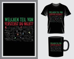 welcher teil von deutschem weihnachtszitat t-shirt und becher design vektor