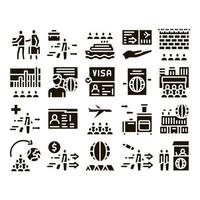 Einwanderungs-Flüchtlings-Glyphen-Set-Vektor vektor