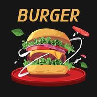 Burger Social Media, leckerer Burger mit Fleisch vektor