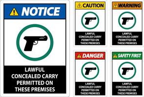 Beachten Sie, dass Feuerwaffen erlaubt sind. Zeichen, dass das verdeckte Tragen auf diesem Gelände erlaubt ist vektor