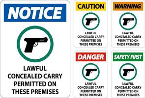 lägga märke till skjutvapen tillåten tecken laglig dold bära tillåtet på dessa lokal vektor