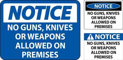 Beachten Sie die Waffenregeln, dass keine Waffen, Messer oder Waffen auf dem Gelände erlaubt sind vektor