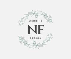 nf initialen brief hochzeitsmonogramm logos sammlung, handgezeichnete moderne minimalistische und florale vorlagen für einladungskarten, save the date, elegante identität für restaurant, boutique, café im vektor