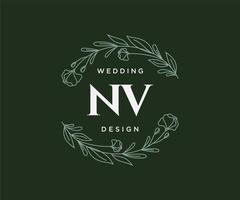 nv initials brief hochzeitsmonogramm logos sammlung, handgezeichnete moderne minimalistische und florale vorlagen für einladungskarten, save the date, elegante identität für restaurant, boutique, café im vektor